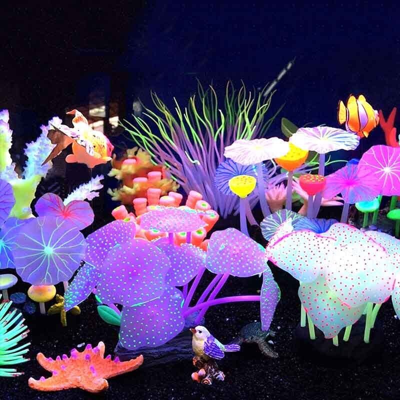 Aquarium Plant Substrate - Décoration d'aquarium sous-marine en silicone lumineux