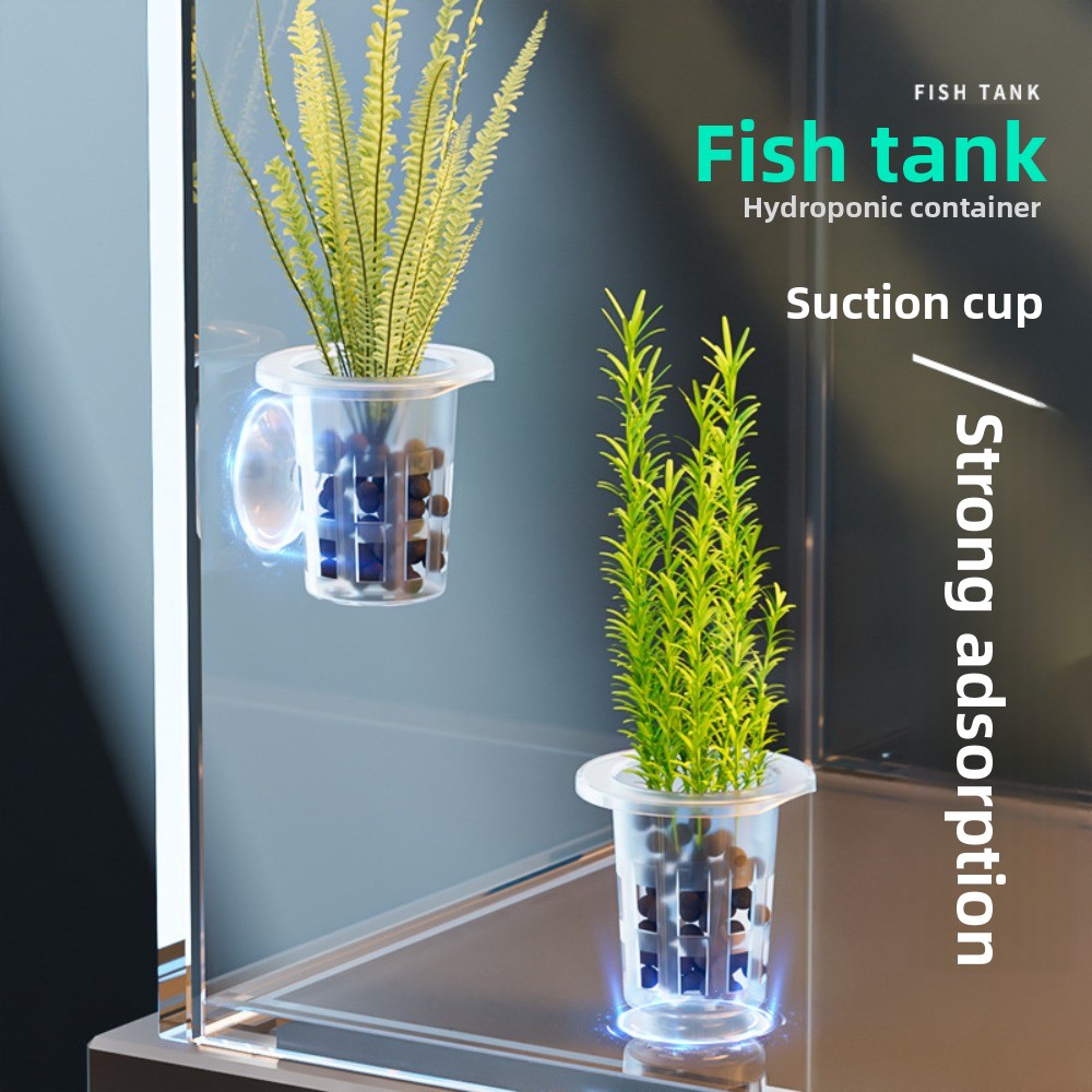 Aquarium Plant Holder - 10 pots hydroponiques transparents en plastique